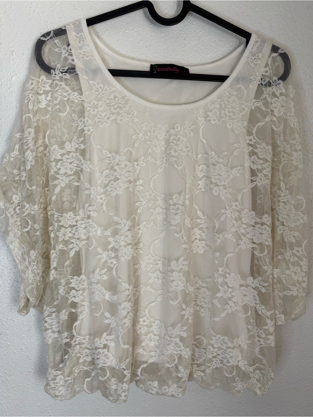 Annabelle Cream Lace Floral Overlay Blouse